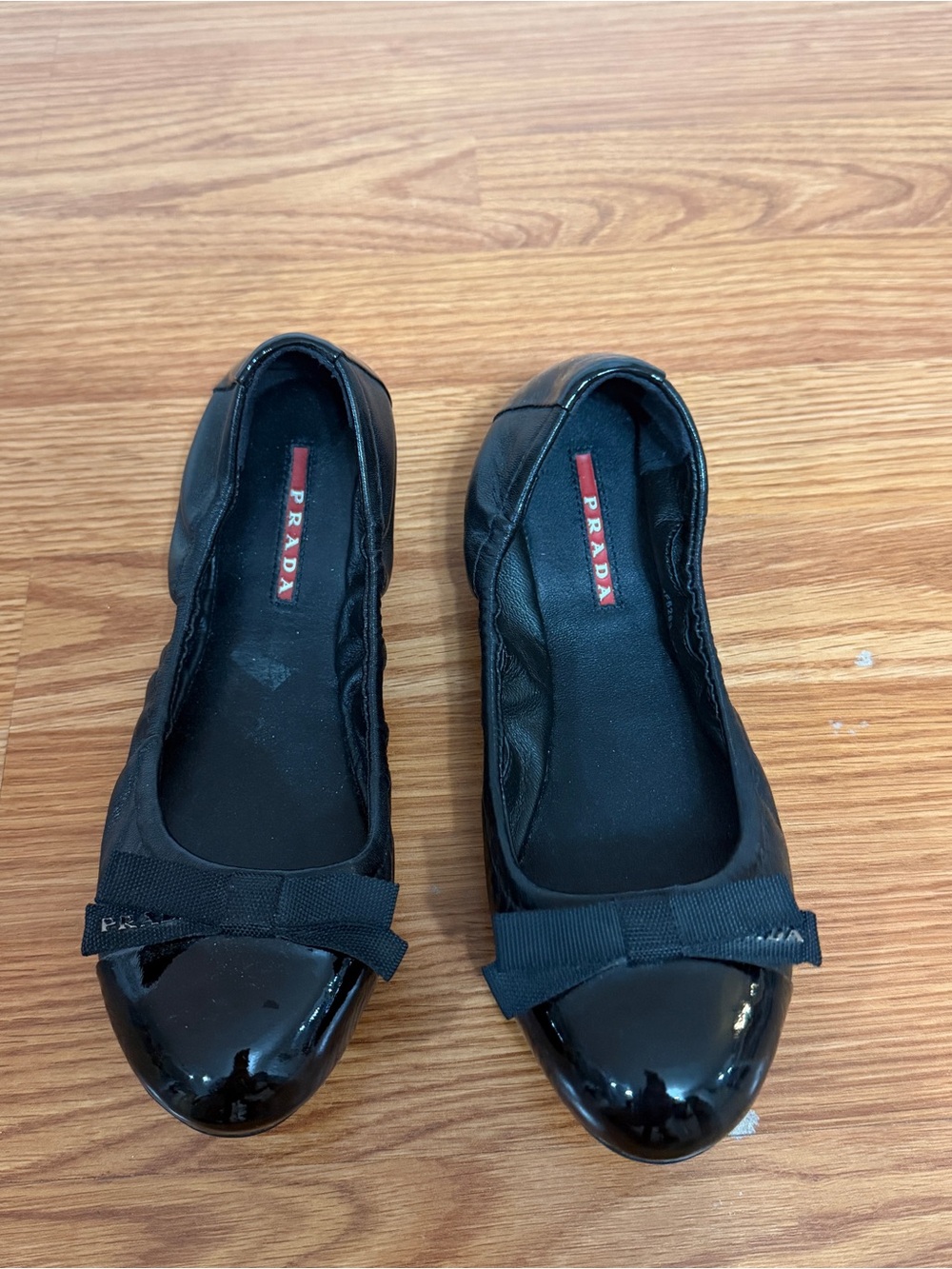 Prada black bow ballet flats size 37/US 6.5